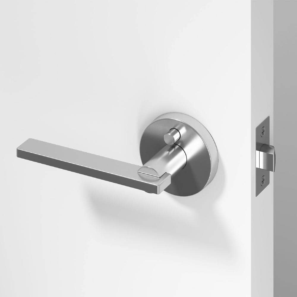 Valli Metal Chrome Privacy Bed/Bath Flat Door Handle with Push Button and Round Rosette price history on PriceWatchPro
