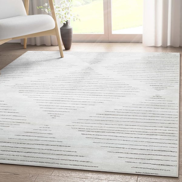 Gray Beige 5 ft. 3 in. x 7 ft. 3 in. Flat-Weave Apollo Moroccan Trellis Lattice Area Rug