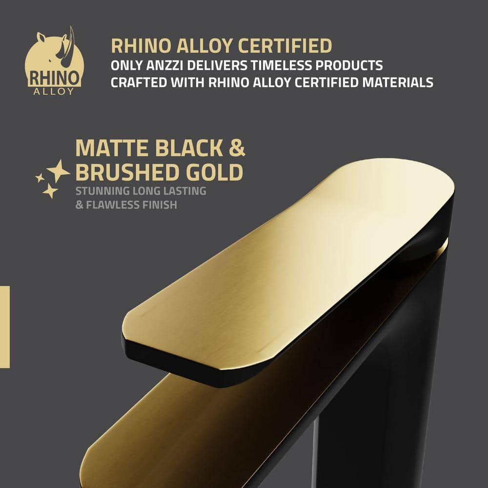 Matte Black and Brushed Gold Single Handle Bathroom Faucet