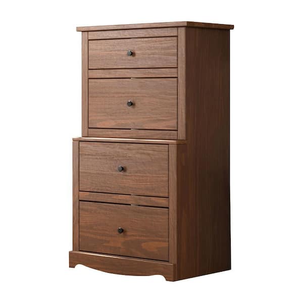 Benjara Mahogany Brown and Black 4-Drawers 28 in. Dresser Without Mirror