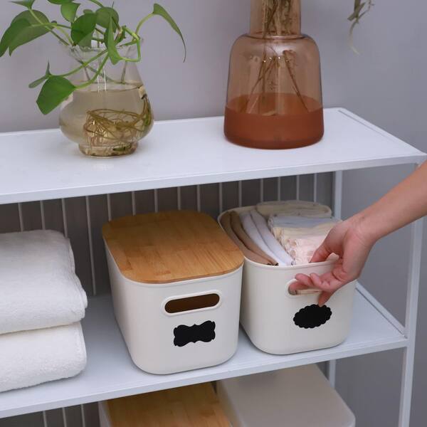Afoxsos White 10.23 in. x 7.08 in. x 6.3 in. Plastic Storage Bins