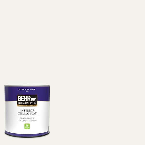BEHR PREMIUM PLUS 1 qt. #HDC-MD-08 Whisper White Ceiling Flat Interior Paint