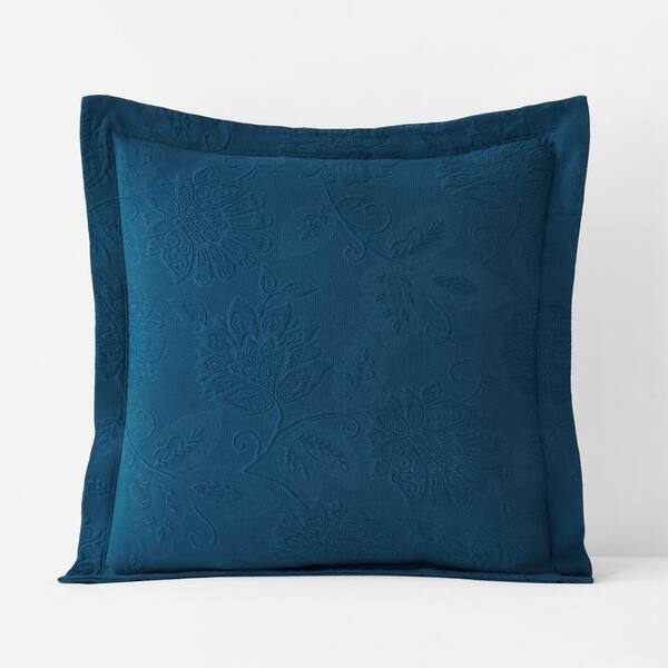 The Company Store Putnam Matelasse Midnight Blue Cotton Euro Sham