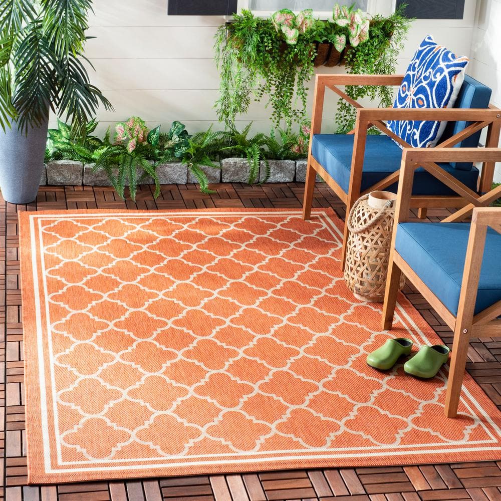 Terracotta & Bone Synthetic Easy-Care Rectangular Rug 8' x 11'