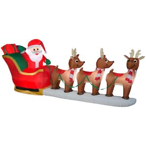 12 ft Giant Inflatable Santa with Sleigh Scene and LED Lights