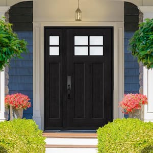 Regency 51 in. x 80 in. RHIS 4L-1/4Toplite Clear Glass Onyx Stain Fir Grain Fiberglass Prehung Front Door with 12in. SL