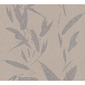 Kaiya Grey Leaves Wallpaper Sample