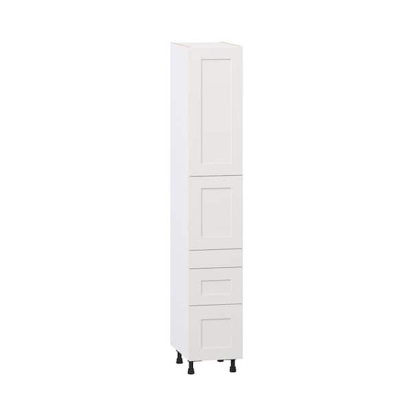 Roseland 15 in. W x 24 in. D x 89.5 in. H Assembled Shaker Pantry Kitchen Cabinet in Warm White with 3 Drawers