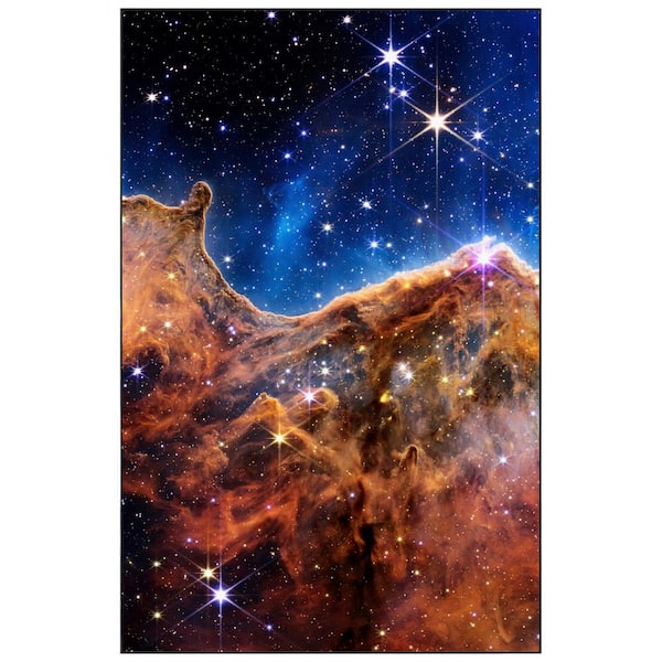 Empire Art Direct Brown and Blue 5 ft. x 8 ft. The James Webb Space Telescope Washable Art Area Rug