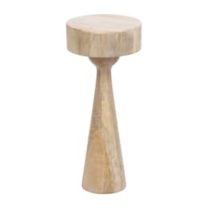 Solbrett 9.50 in. Natural Round Solid Wood End Table