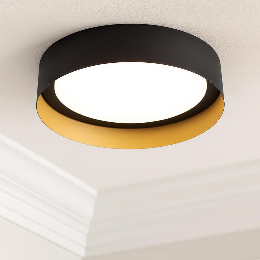 Reveal 12 in. Modern Globe Gloss Black Integrated LED Flush Mount Color Changing price history on PriceWatchPro