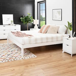 Pheba 4-Piece White Wood Frame Platform King Bed, 6-Drawer Dresser with 2-Drawer Nightstand Bedroom (Set of 2)