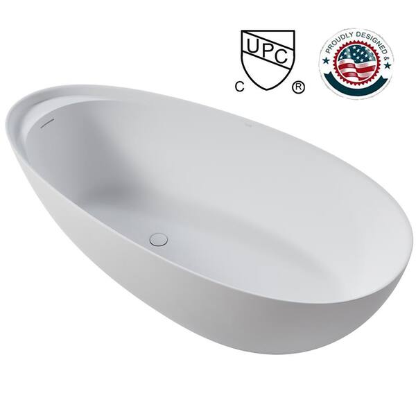 TOOLKISS 67 in. Single Slipper Stone Resin Flatbottom Non-Whirlpool Bathtub in Matte White