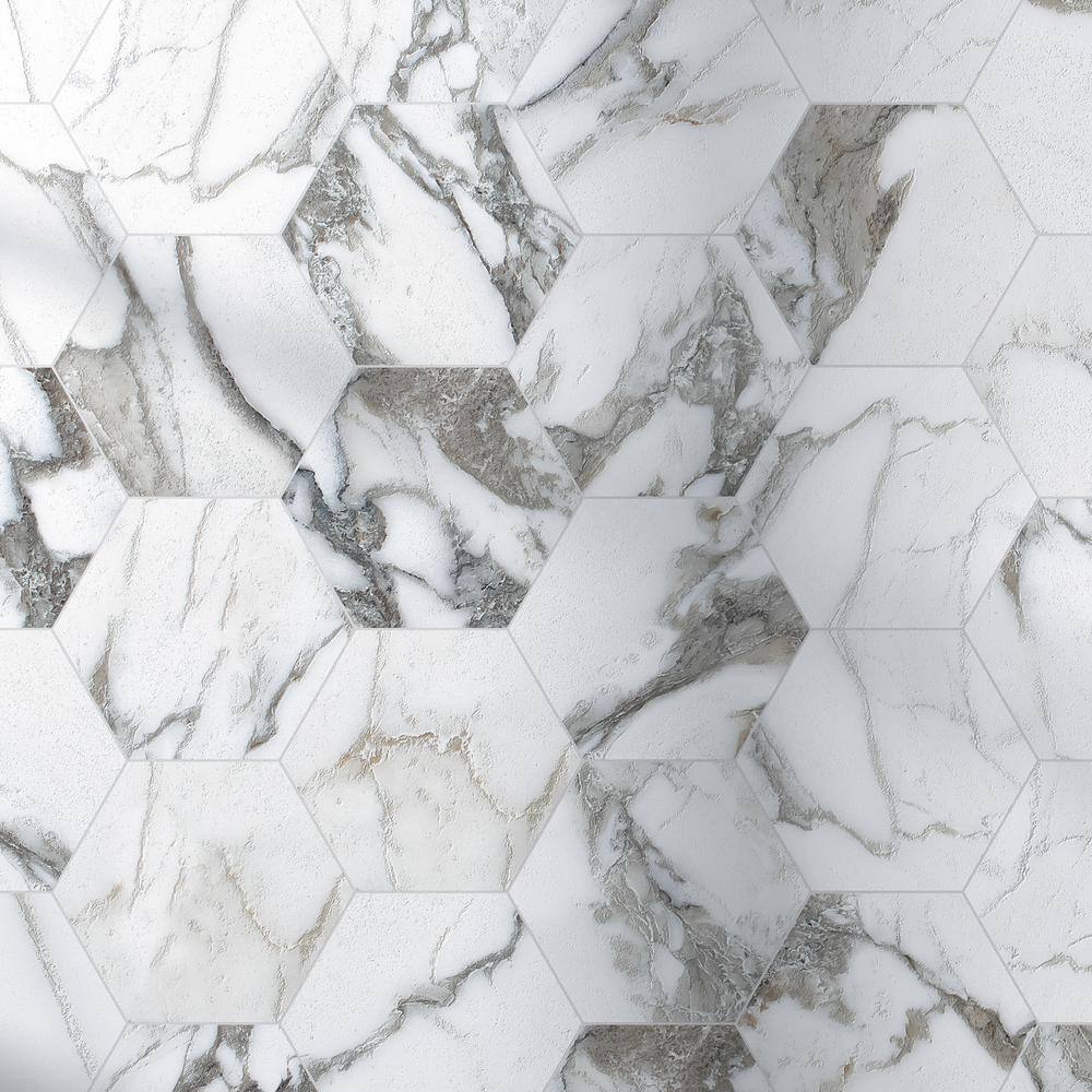 Marquina Hexagon Matte Porcelain Wall & Floor Tile 7.7" x 8.9"