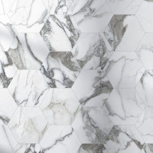 Elegance Majestic Hexagon 7.7 in. x 8.9 in. Matte Porcelain Marble look Floor and Wall Tile (9.05 sq. ft./Case)