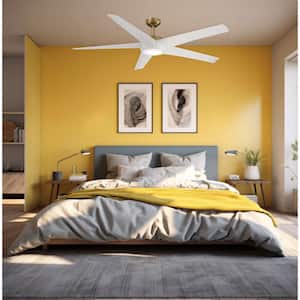 Skymaster 64 in. Indoor Soft Brass Windmill Ceiling Fan with Warm White Integrated LED with Remote Included