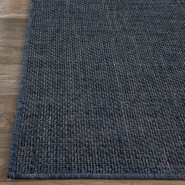 World Rug Gallery Contemporary Solid Indoor/Outdoor Area Rug Denim - 5' x 7