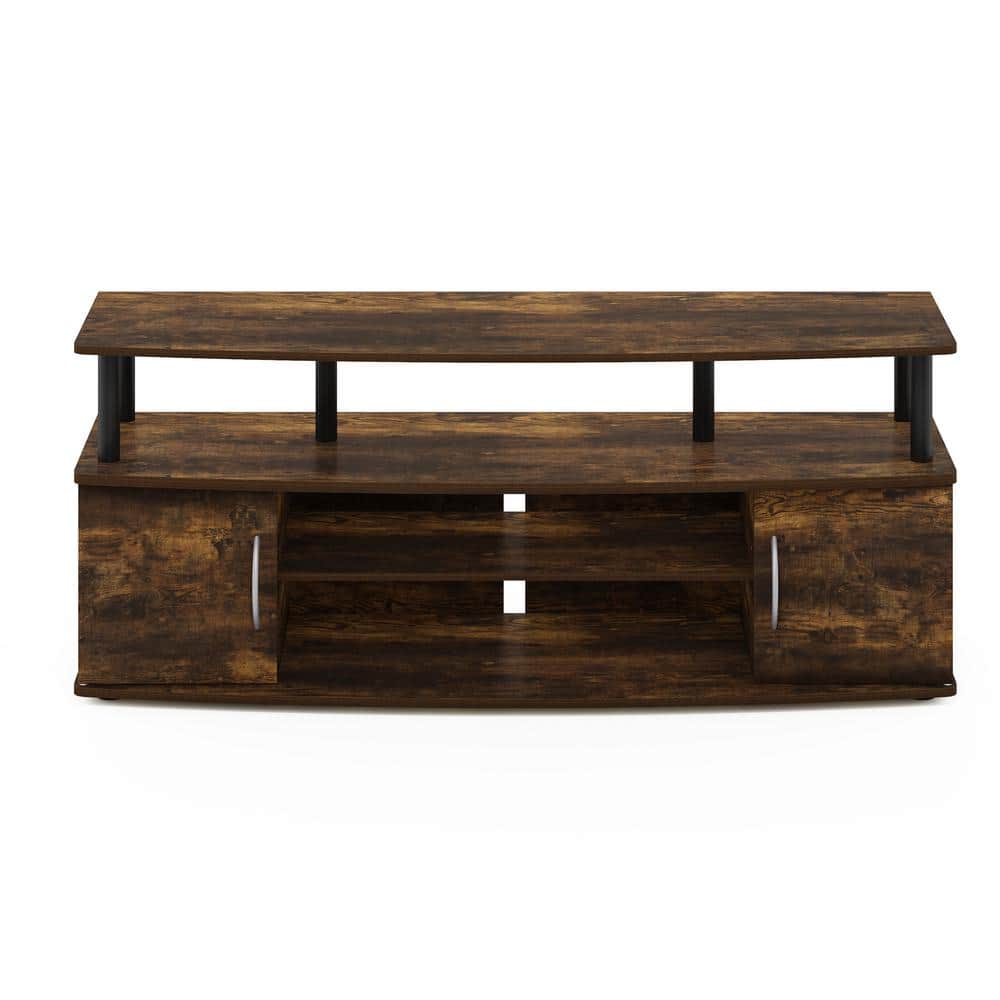 Amber Pine and Black Large Entertainment Center with Storage
