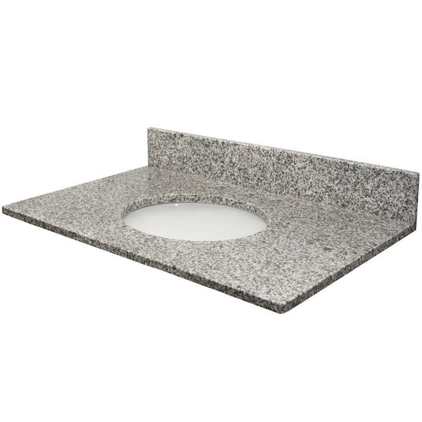 MarCraft Vista 37 in. W x 22 in. D Granite Single Oval Basin Vanity Top in Lithos with White Basin