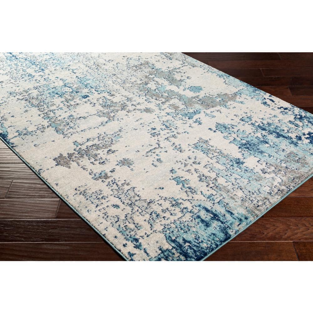 Kids' Delight Abstract Blue Synthetic 7'10" x 10'3" Easy-Care Rug