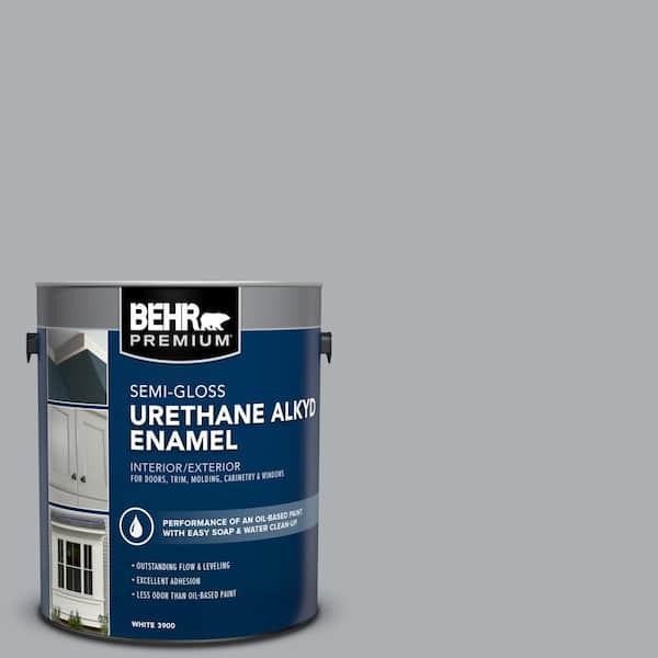 BEHR PREMIUM 1 gal. #AE-50 Gray Cast Urethane Alkyd Semi-Gloss Enamel Interior/Exterior Paint