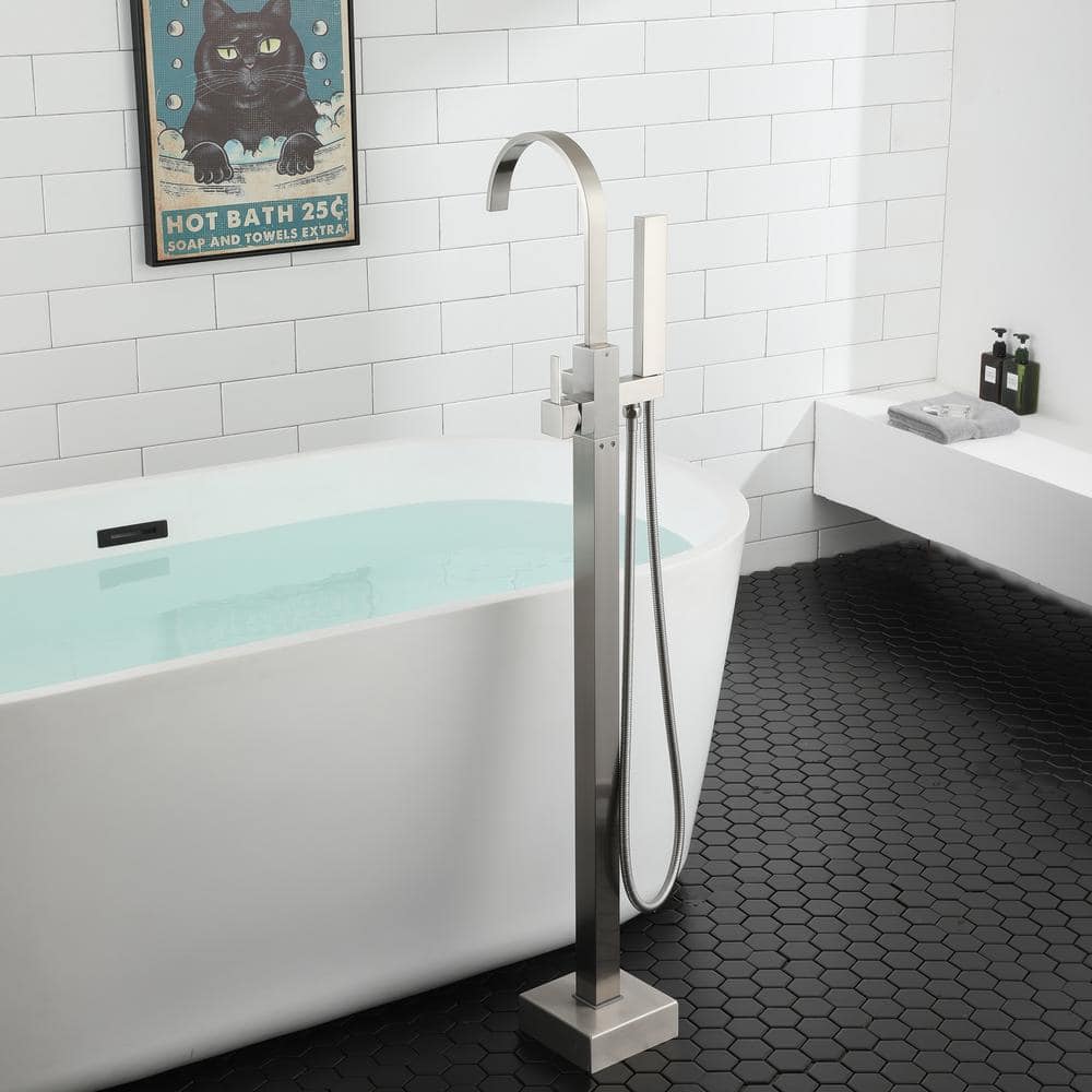 PENGFANG WORLDWIDE LLC P016BNTF Single Handle Floor Mounted Tub Faucet with Handshower