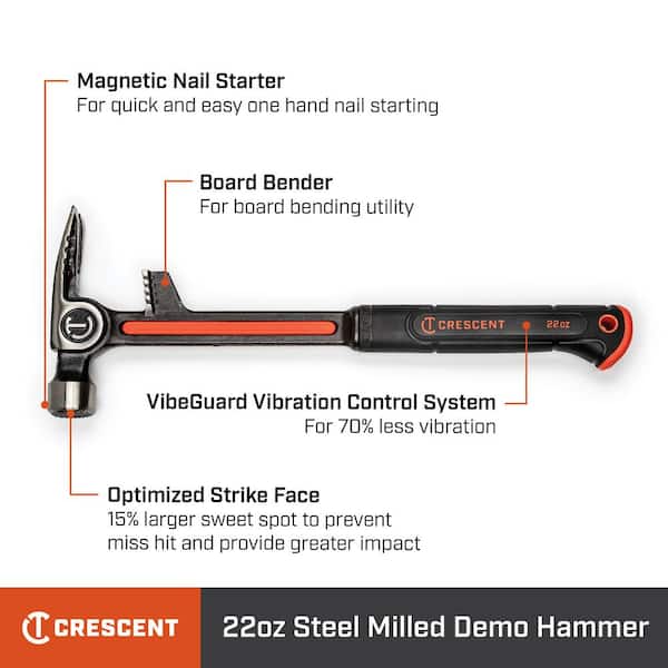 Crescent Demolition Hammer and Pry Bar Tool Set 4 Piece DEM4PCSET The Home Depot