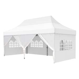 10 ft. x 20 ft. Large Outdoor Wedding Party Commercial Canopy Tent in White with Removable Side Walls