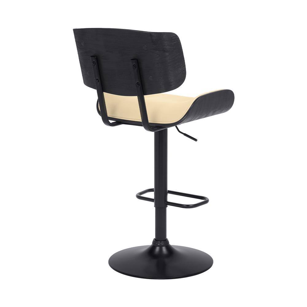 Mid-Century Modern Cream & Black Swivel Adjustable Barstool
