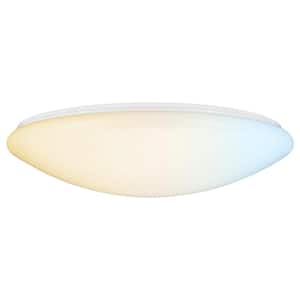 19 in. White Mushroom Flush Mount with Frosted Acrylic Shade Integrated LED Selectable CCT