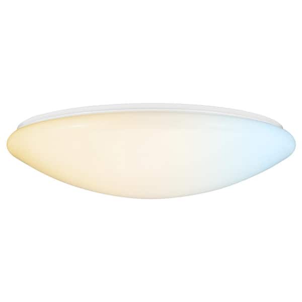 Sunlite 19 in. White Mushroom Flush Mount with Frosted Acrylic Shade Integrated LED Selectable CCT