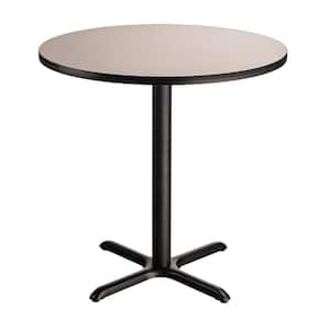 36 in. Round CT Series Gray MDF Laminate Top and Metal X-Base, Composite Wood Cafe Table (Seats 4)
