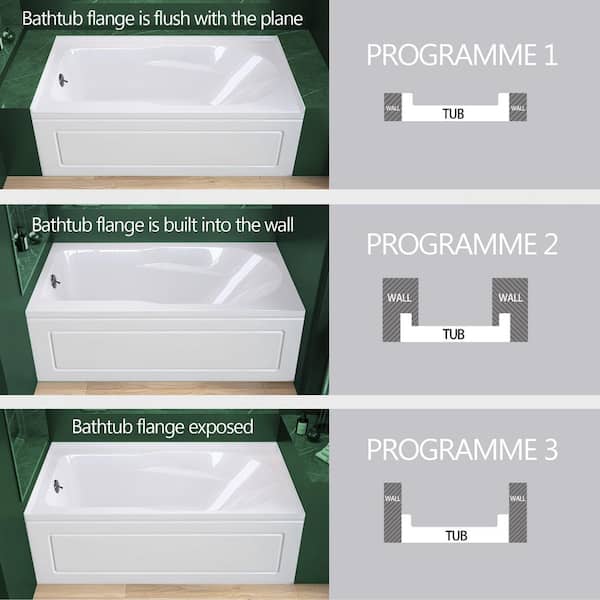 Zeafive Sez 60 in. x 32 in. Alcove/Apron Front Soaking Bathtub
