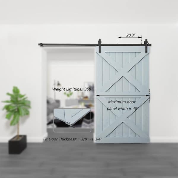 Boyel Living 8 ft./96 in. Black Sliding Barn Door Track and