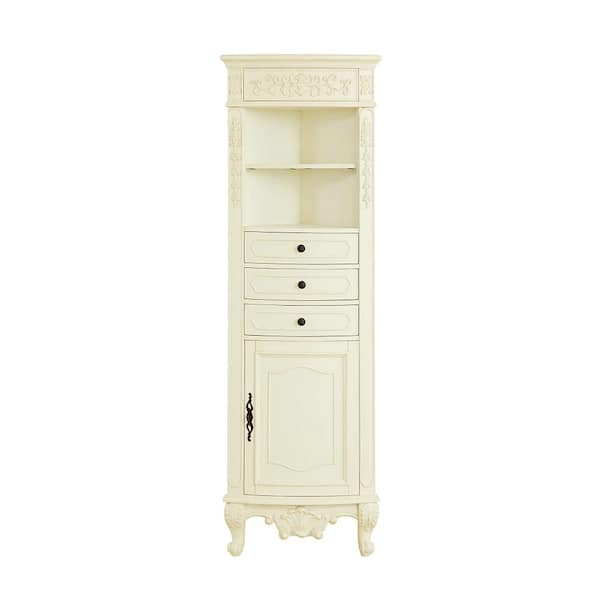 Home Decorators Collection Winslow 22 in. W x 14 in. D x 67.5 in. H Single Door Linen Cabinet in Antique White
