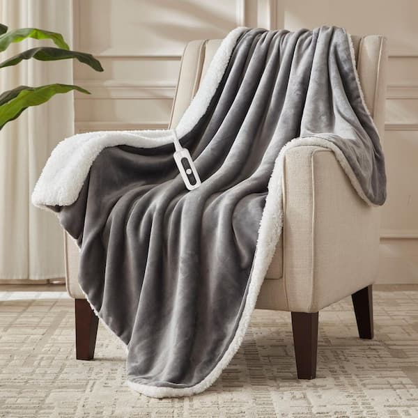 50 in. x 60 in. Heated Throw Blanket with 6 Heating Levels and 4 Hours Auto-Off, Safe Electric Blanket, London Grey