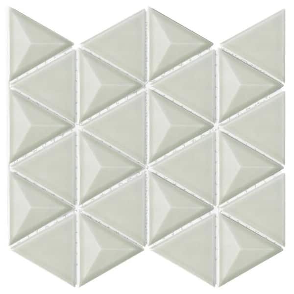 Ivy Hill Tile Medley Triangle Celadon Green 11.02 in. x 12.55 in. Glossy Ceramic Mosaic Wall Tile (1 sq. ft./Each)