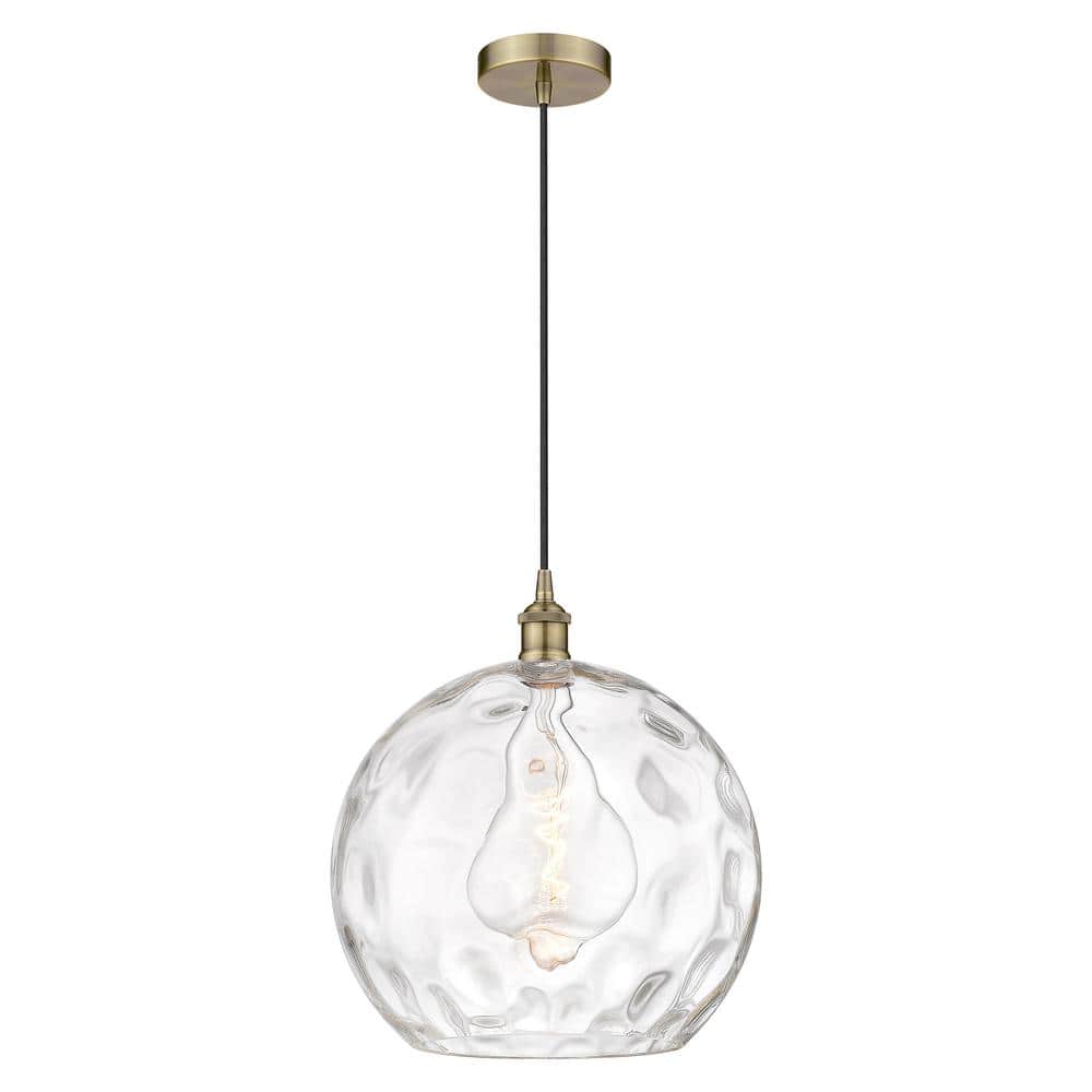 Athens Water Glass 60-Watt 1-Light Antique Brass Shaded Mini Pendant Light with Clear Glass Shade price history on PriceWatchPro
