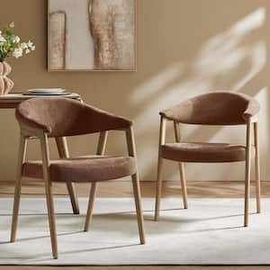 Elisa Rust Polyester Mid-Century Modern Dinning Chair with Ergonomic Curved Backrest (Set of 2)