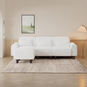 84.6 in. Wide Round Arm Teddy Creative Fabric L-shaped Modern Sofa in Beige