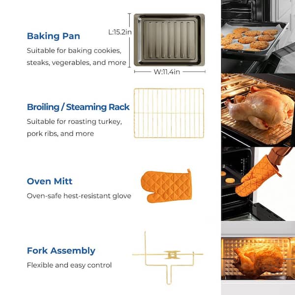 40 qt Countertop Multi-Function Intelligent Convection Steam Oven Air Fryer, Yogurt Maker, Dehydrator, DIY Mode in Black