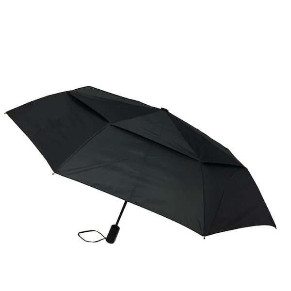 London Fog 44 in. Black Arc Vented Mini Auto Open Close Umbrella