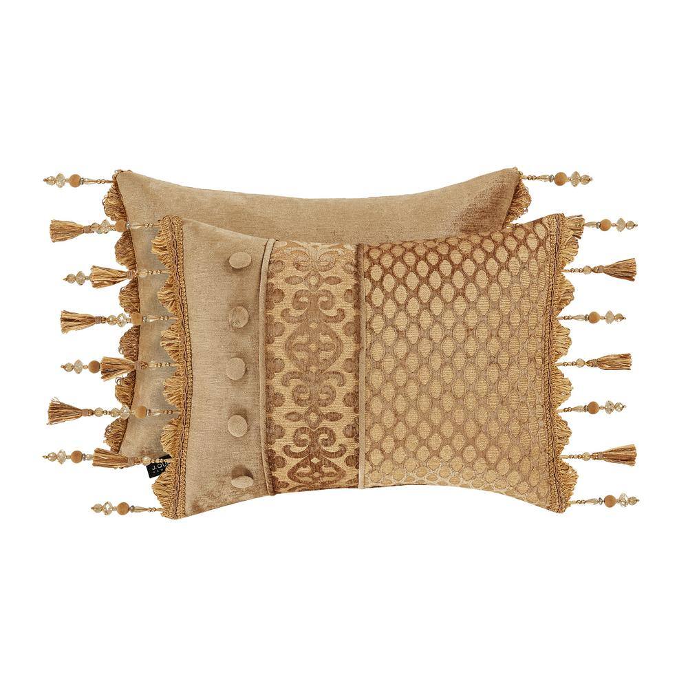 Sarah Polyester Gold Boudoir Decorative Throw Pillow 15 in. X 20 in.