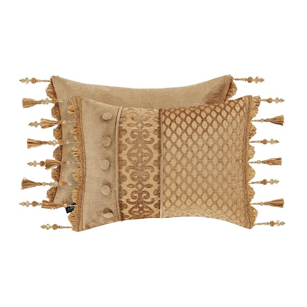Unbranded Sarah Polyester Gold Boudoir Decorative Throw Pillow 15 in. X 20 in.
