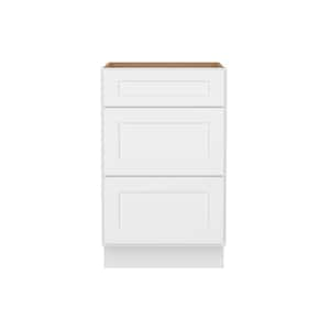 Easy-DIY 21 in. W x 24 in. D x 34.5 in. H Ready to Assemble Drawer Base Kitchen Cabinet in Shaker White with 3-Drawers