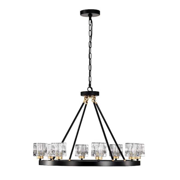 ATRPLAN TRADING Chandeliers With Lights E12, Matte Black Chandelier Design with Crystal And Adjustable Chain Length For Indoor,6 Lights