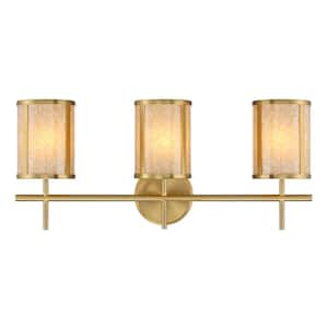 Camden 24 in. W x 10.25 in. H 3-Light Warm Brass Traditional Bathroom Vanity Light with Shell Shades