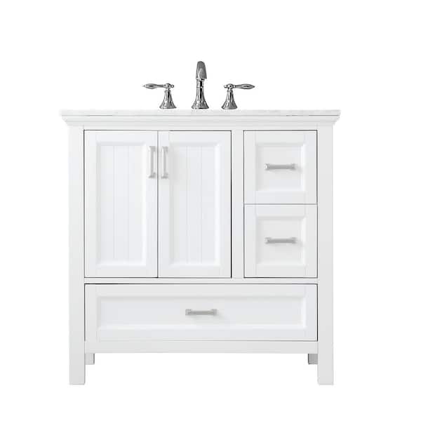 Altair Isla 36 In Bath Vanity White, 36 Inch White Bathroom Vanity With Black Hardware