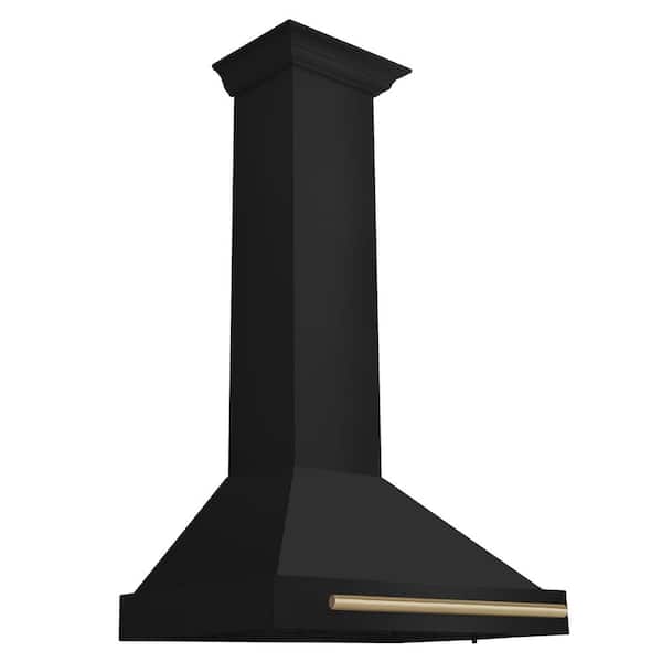 Autograph Edition 30 in. 400 CFM Convertible Wall Mount Range Hood in Black Stainless Steel and Champagne Bronze