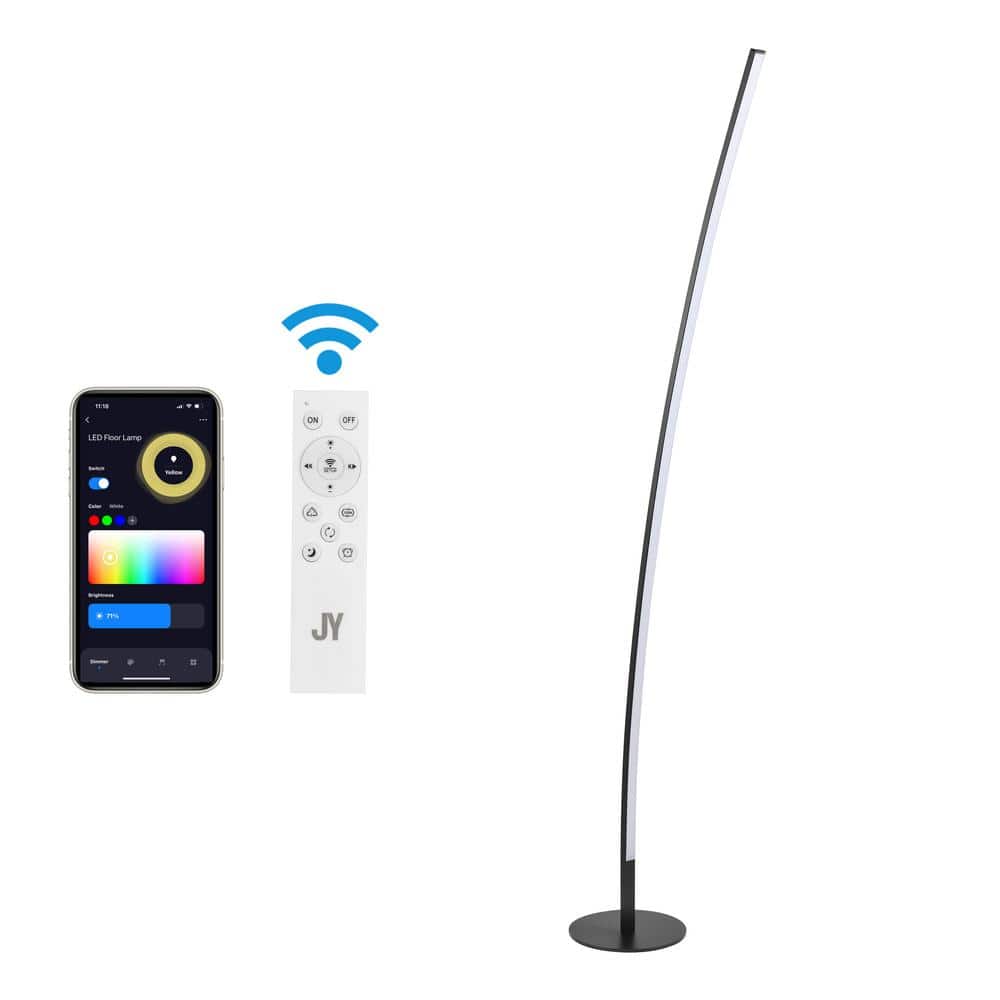 Malthe 71" Black Aluminum/Iron Arc LED Floor Lamp